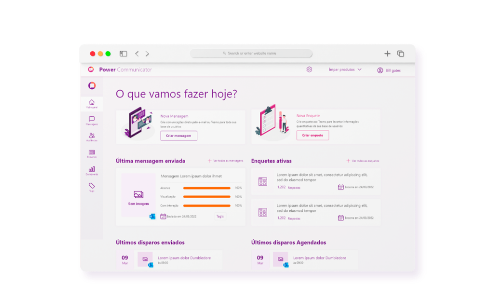 Um exemplo da tela principal do Power Communicator.